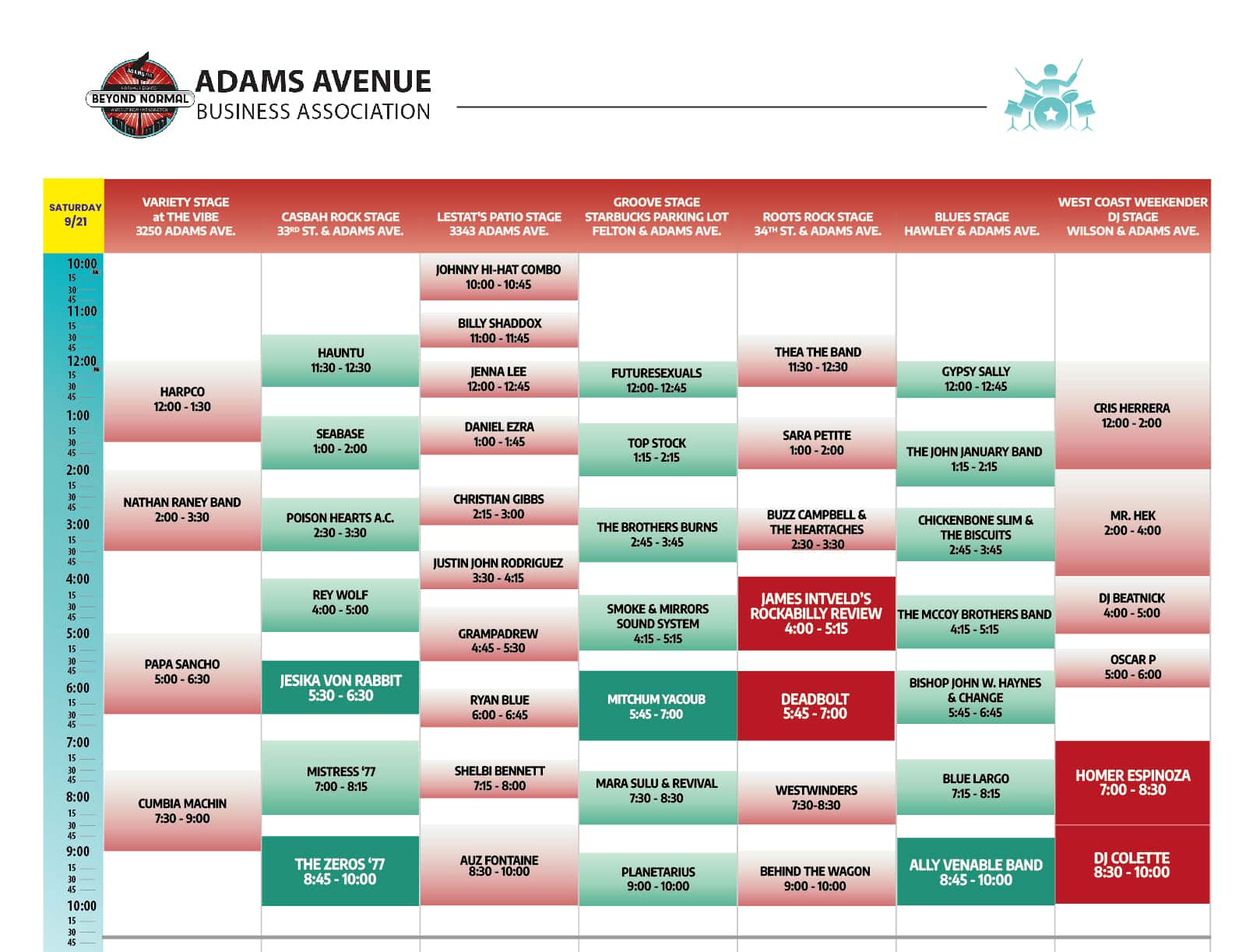 Music Schedule Adams Avenue Business Association